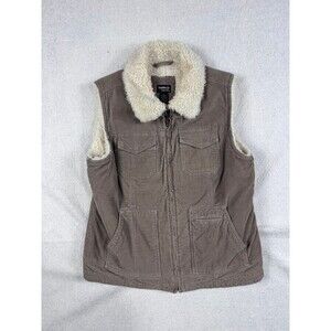 Gander Mountian Guide Series Men's Vest Large Brown Corduroy Sherpa Lined Warm